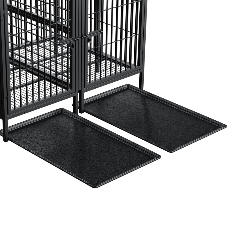 52 Inch Dog Crate With Divider Panel Heavy Duty Pet Cage House For 2 Large Medium And Small Dogs